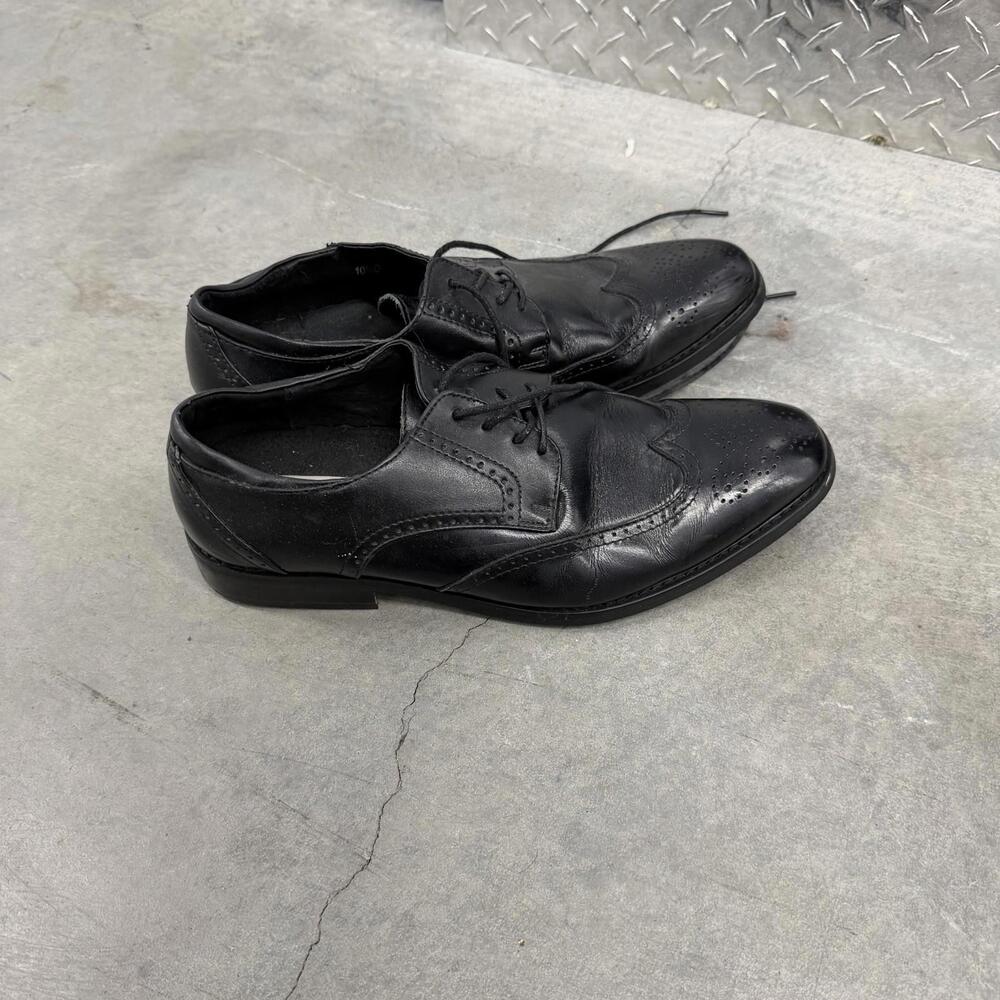 Joseph Abboud Men's Leather Wingtip Derby’s, Size 10M, Man Made Black Leather